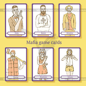 Sketch Mafia cards in vintage style - vector image