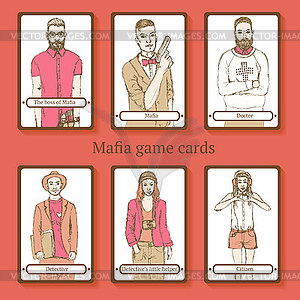 Sketch Mafia cards in vintage style - vector clip art