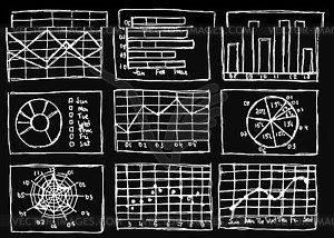 Sketch business charts in vintage style - vector clip art