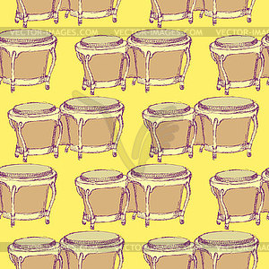 Sketch bongos musical instrument in vintage style - vector clipart