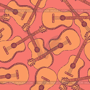 Sketch guitar musical instrument - vector clipart