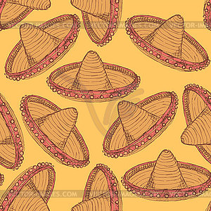 Sketch mexican sombrero in vintage style - stock vector clipart