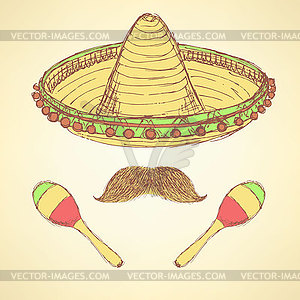 Sketch cinco de mayo banner in vintage style - vector image