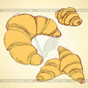 Sketch croissants set in vintage style - vector clip art