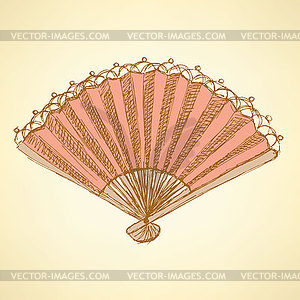 Sketch Spanish fan in vintage style - vector clipart