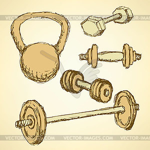 Sketch weight set in vintage style - royalty-free vector clipart