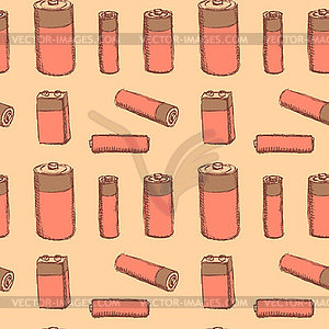 Sketch batteries in vintage style - vector image