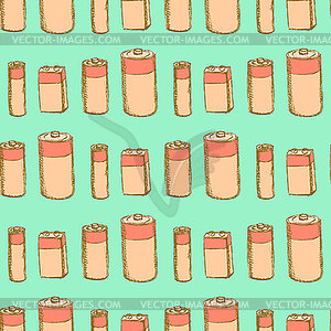 Sketch batteries in vintage style - vector clip art