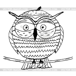 Owl on branch - vector image