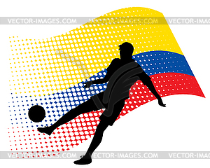 Ecuador soccer player against national flag - vector clip art
