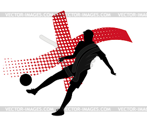 England soccer player against national flag - vector clipart / vector image