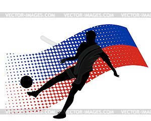 Russia soccer player against national flag - vector EPS clipart