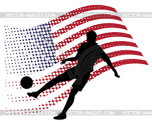 United states soccer player against national flag - vector clip art