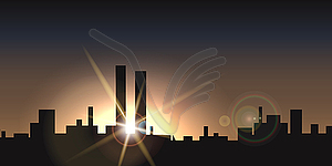 City sunset - vector clipart