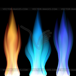 Fire flames over black - vector clip art