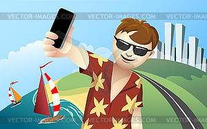 Vacation Selfie - vector clipart