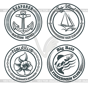 Nautical Stamps Set - vector clipart