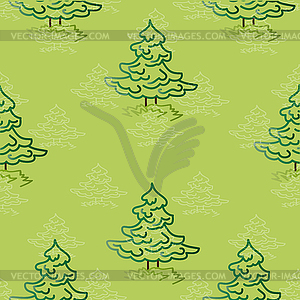 Large and small trees on green background - vector image