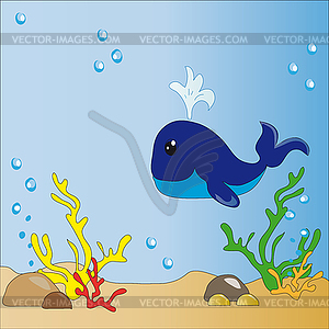 Underwater world (whales) - vector clipart