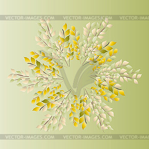 Wreath of leaves on green - vector image