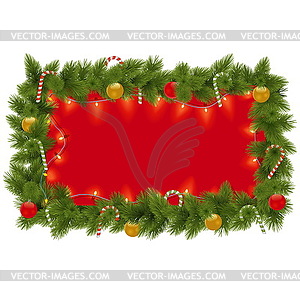 Fir Frame with Garland - vector image