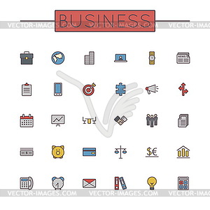 Colored Business Line Icons - vector EPS clipart