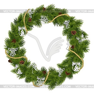 Christmas Wreath with Decorations - vector clipart