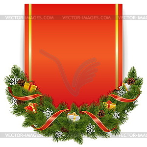 Christmas Decoration with Postcard - vector image