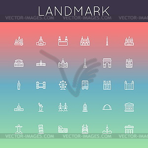 Landmark Line Icons - vector clipart