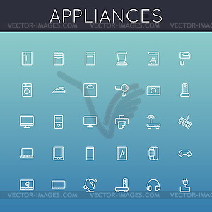 Appliances Line Icons - vector clip art