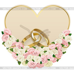 Wedding Card with Rings - vector image