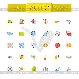 Flat Auto Icons - vector clipart