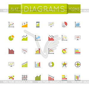 Flat Diagrams Icons - vector image