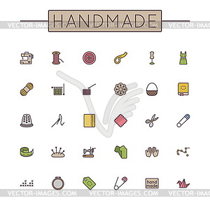 Colored Handmade Line Icons - vector clipart