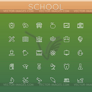 Школьные Line Иконки - стоковый клипарт