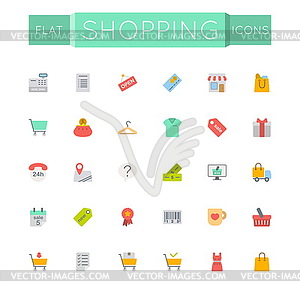 Flat Shopping Icons - vector clipart