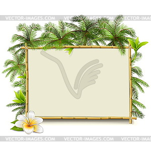 Bamboo Frame with Palm - vector image