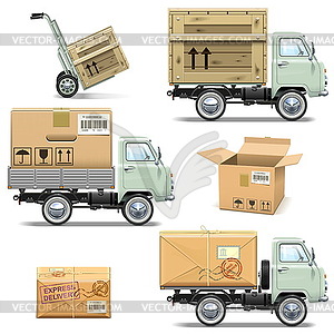 Доставка Ретро легких грузовиков - рисунок в векторе