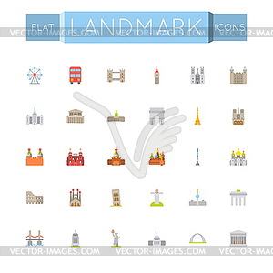 Flat Landmark Icons - vector clip art