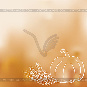 Ripe pumpkin and wheat ears on gradient mesh - vector clipart