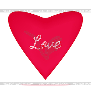 Pink heart , with inscription love with shadow - vector clip art