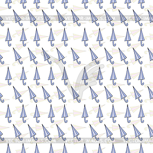 Seamless pattern of blue umbrellas against rain - vector image
