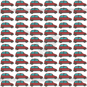 Seamless repeating pattern of red painted cars - vector image