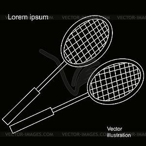 Наброски белые теннисные ракетки - стоковый векторный клипарт