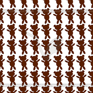 Seamless repeating pattern of flat brown bears - vector clip art