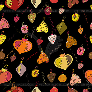 Christmas decorations endless pattern, background - vector image