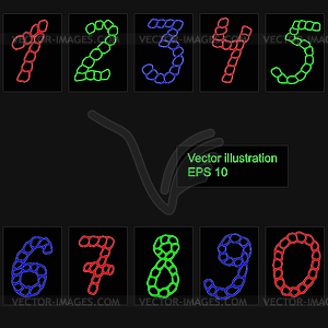 Набор чисел в разные цвета нарисованных - векторный клипарт / векторное изображение