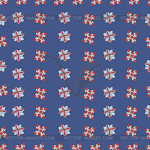 Simple abstract floral seamless pattern on blue - vector image