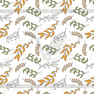 Seamless repeating pattern of autumn branches and - vector clip art