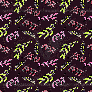 Seamless repeating pattern of branches and leaves - vector image